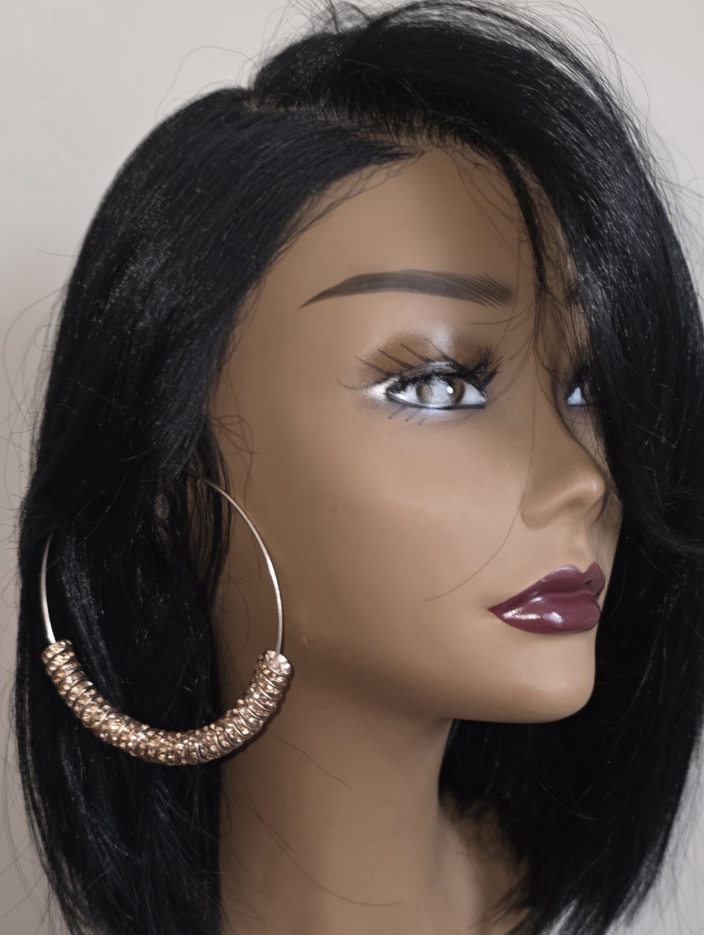 Gold Rhinestone Beaded Hoop Earrings - Women Jewelry